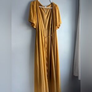 Flowy Mustard Yellow Baltic Born Ivy Maxi Wrap Dress